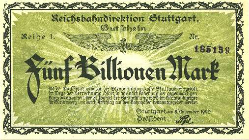 Bankovec za pet bilijonov mark. | Foto: commons.wikimedia.org