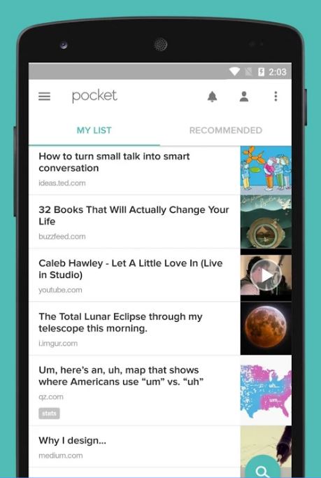 Glavno okno aplikacije Pocket. | Foto: Google Play