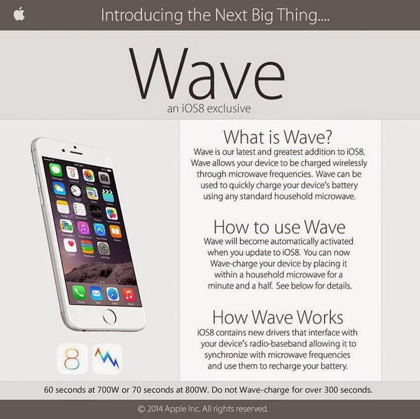 4chan je oktobra 2013 po izidu pametnega telefona iPhone 5S začel širiti lažno uradno Applovo sporočilo, da nadgradnja starejših pametnih telefonov iPhone na operacijski sistem iOS 7 prinaša mnogo uporabnih novosti. iPhone naj bi po posodobitvi programske opreme postal vodoodporen, pridobil naj bi tudi zaščito pred padci AirDrop. Leto dni pozneje je iOS 8 prinesel še možnost polnjenja baterije v mikrovalovni pečici (Wave, na sliki). V obeh primerih je Twitter eksplodiral zaradi pritoževanja uporabnikov, ki so nasedli 4chanu in uničili svoje iPhone. | Foto: 