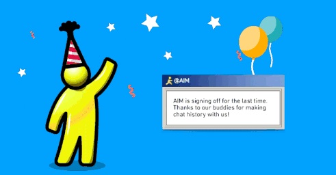 "Izpisujemo se še zadnjič! Hvala vsem prijateljem, da so nam pomagali spisati zgodovino spletnega klepetanja," je zadnje sporočilo AOL Instant Messengerja vsem uporabnikom.  | Foto: Twitter - Voranc