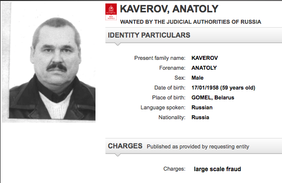 Ruske oblasti zaradi goljufije preganjajo Anatolija Kaverova, nekdanjega uslužbenca Rosnefta. | Foto: Interpol