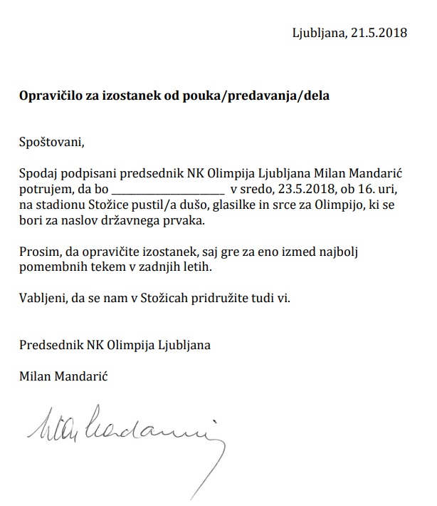 Opravičilo, ki ga na spletni strani ponuja NK Olimpija. | Foto: Sportal