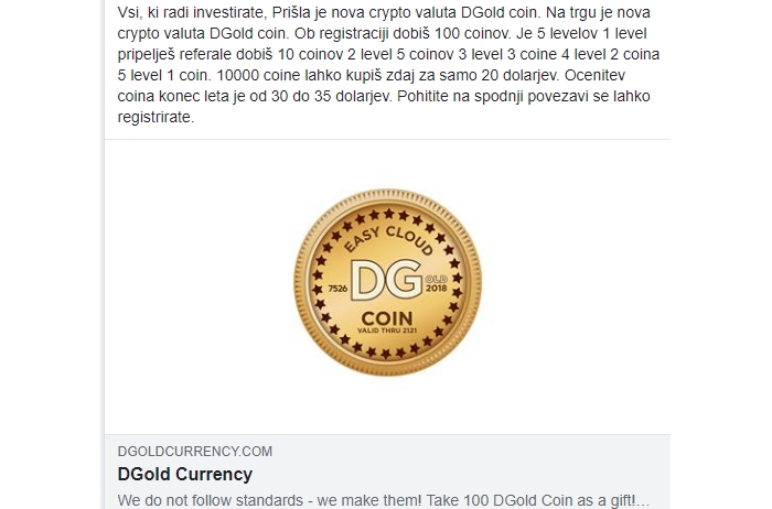 DGold Coin | Foto: Matic Tomšič / Posnetek zaslona