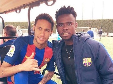 Patrice Sousia v družbi najdražjega nogometaša vseh časov Neymarja, ko sta bila še oba člana Barcelone. | Foto: Twitter - Voranc