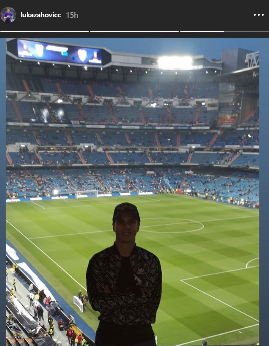 Luka Zahović na štadionu madridskega Reala, ko se je še počasi polnil za južnoameriški superklasični derbi. | Foto: Instagram & Imdb