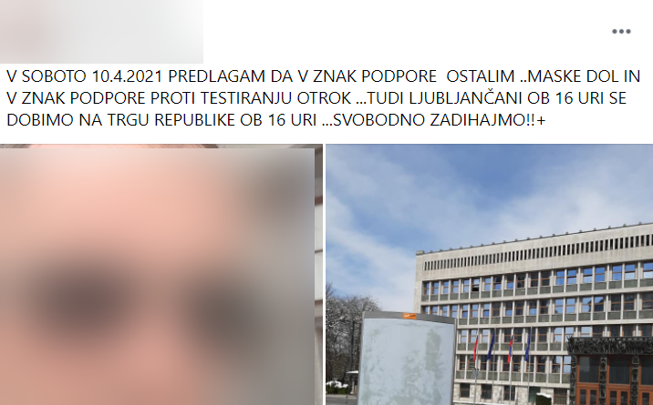 Ena od objav na Facebooku s pozivom k nenošnji mask, ki jo je delilo več deset slovenskih uporabnikov. | Foto: Matic Tomšič / Posnetek zaslona