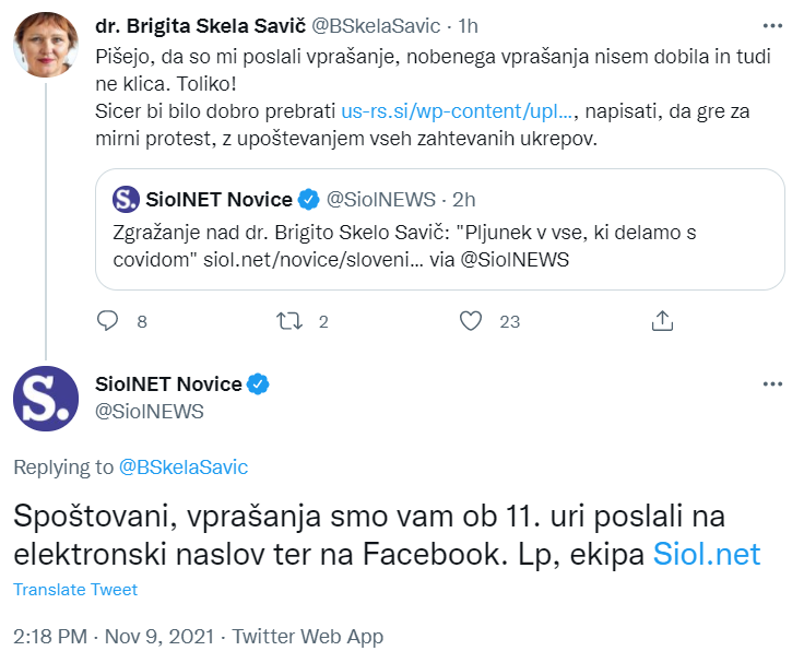 Brigita | Foto: Twitter / Posnetek zaslona