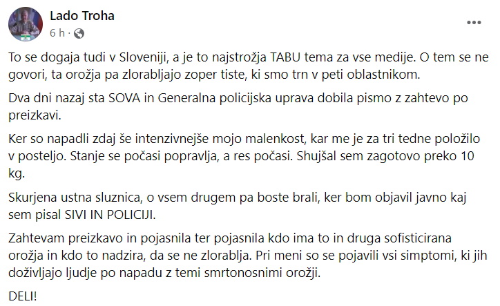 Troha | Foto: Facebook / Posnetek zaslona