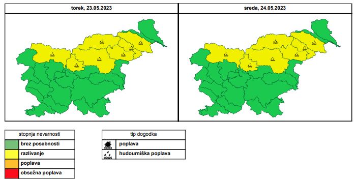 Vodnatost večine rek po Sloveniji bo sicer ostala srednja. V četrtek bodo reke povsod po državi ponovno upadale. | Foto: Arso