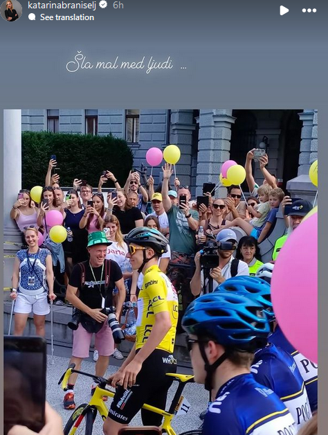 Na sprejemu Tadeja Pogačarja v sredo v Ljubljani | Foto: Instagram/katarinabraniselj