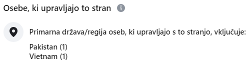 Primer lokacij administratorjev enega od profilov na Facebooku, ki Slovenkam in Slovencem ponuja razrešitev težav, povzročenih s spletnimi prevarami.  | Foto: Posnetek  zaslona