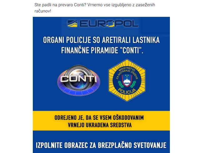 V Sloveniji je na limanice goljufov, ki so vlekli niti v ozadju piramidne sheme Conti, po naših informacijah padlo več kot deset tisoč ljudi. Nekateri so v Conti vlagali zelo visoke zneske – tudi po pet in celo deset tisoč evrov – in ostali brez vsega.  | Foto: Posnetek  zaslona