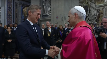 Robert Golob in papež Leon XIV. | Foto: Vatican media news/posnetek zaslona/Youtube