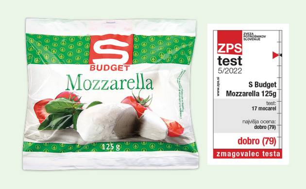 S-BUDGET mocarela je zmagovalka med mocarelami, saj je na neodvisnem potrošniškem testu Zveze potrošnikov Slovenija osvojila prvo mesto med skupno 17 ocenjevanimi mocarelami drugih blagovnih znamk. | Foto: SPAR