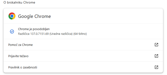 Naš Google Chrome je zdaj posodobljen na zadnjo različico.  | Foto: Posnetek zaslona