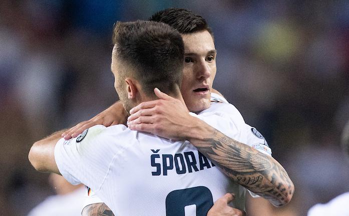 Benjamin Šeško in Andraž Šporar bosta znova združila moči v reprezentanci jeseni, ko bo napočil čas za kvalifikacije za SP 2026. | Foto: Vid Ponikvar/Sportida