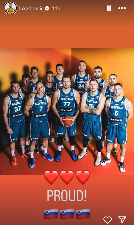 Objava Luke Dončića po izpadu Slovenije v četrtfinalu proti Nemčiji (91:99) | Foto: Instagram