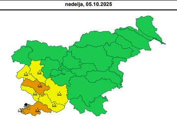 Hidrološko opozorilo Agencije RS za okolje (Arso) | Foto: Arso