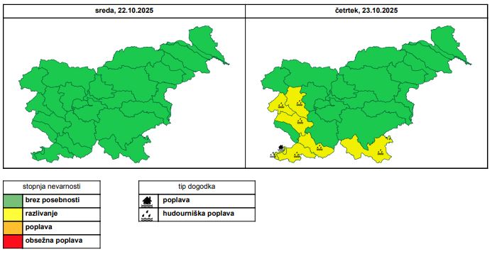 Arso hidrološko opozorilo | Foto: Arso