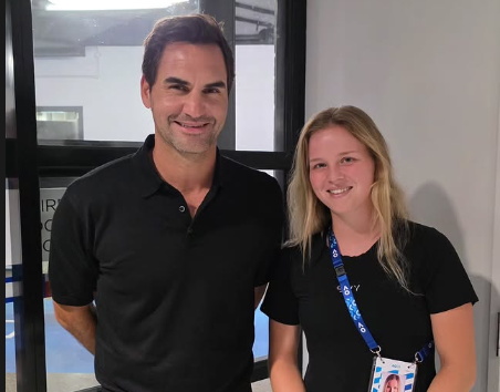 Veronika Erjavec v družbi Rogerja Federerja. | Foto: Osebni arhiv