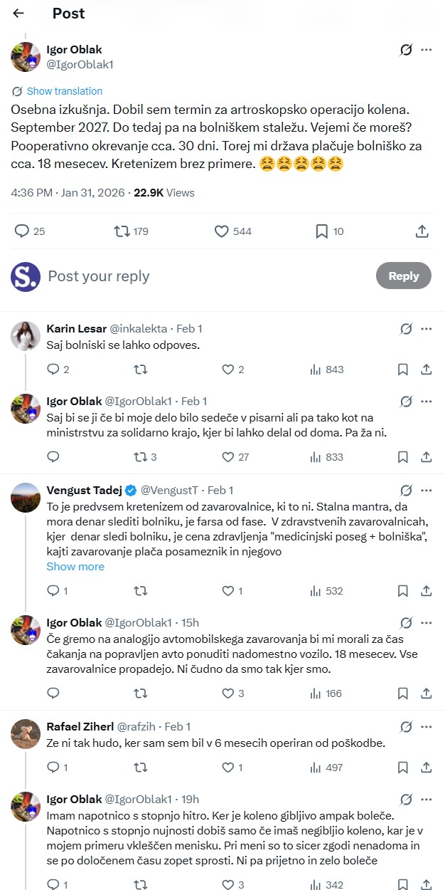 Artroskopija kolena | Foto: Igor Oblak/X