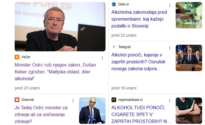 alkohol mediji | Foto: zajem zaslona