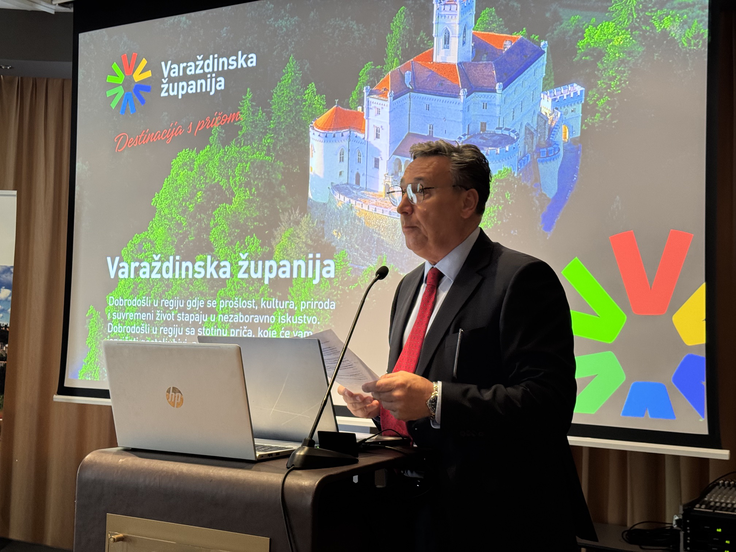 Direktor predstavništva Hrvaške turistične skupnosti v Sloveniji Bruno Bonifačić na predstavitvi Varaždinske županije v Ljubljani | Foto: Hrvaška turistična skupnost