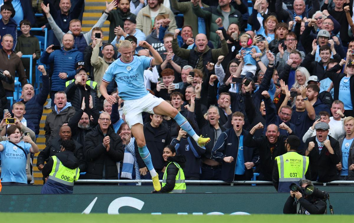 Manchester City Erling Haaland | Norvežan Erling Haaland je proti Brightonu dosegel dva zadetka. | Foto Reuters