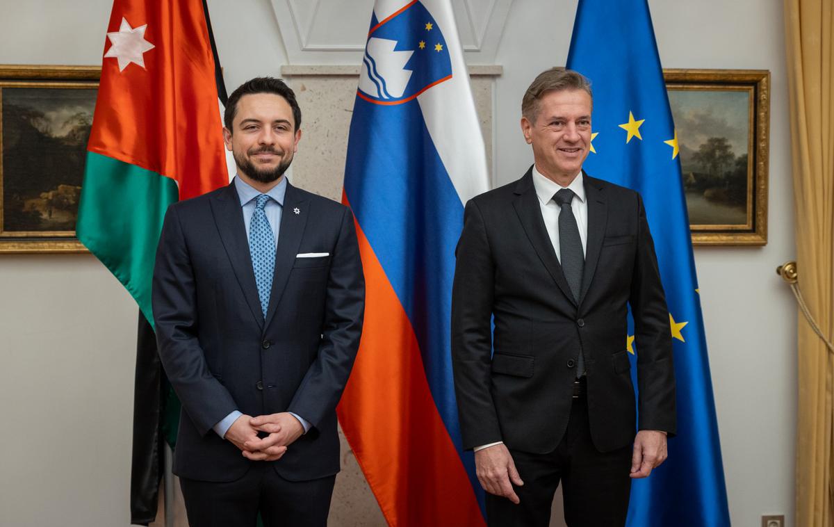 Golob in jordanski prestolonaslednik | "Regija nima luksuza, da ne bi verjela, regija verjame v vsako mirovno pobudo, ki se začne izvajati, in prav v to premirje vlaga neizmerno upanje in tudi napore, da se obdrži," je poudaril Golob. | Foto STA