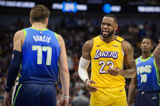 Dallas Mavericks Luke Dončića bo prvo pripravljalno tekmo odigral v četrtek proti LA Lakers LeBrona Jamesa. | Foto: Reuters