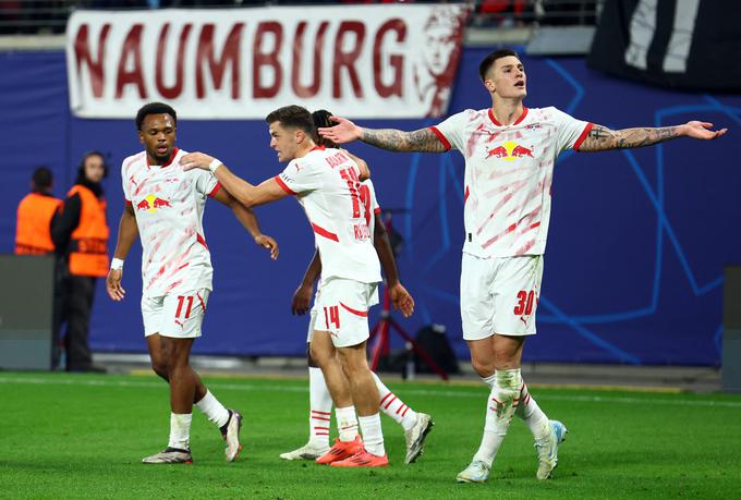 Benjamin Šeško je v tej sezoni dosegel vse zadetke v ligi prvakov za RB Leipzig in si deli drugo mesto na lestvici najboljših strelcev tekmovanja. | Foto: Reuters