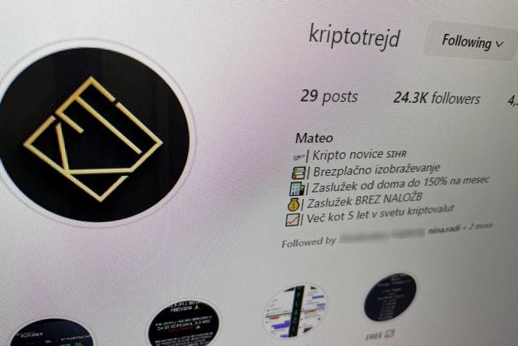 Profil Kriptotrejd je redno objavljal pričevanja zadovoljnih slovenskih strank, ki so mu nakazale tisoč ali več evrov in nato prejemale tedenska izplačila od nekaj deset do nekaj sto evrov. Ko smo na Siol.net izpostavili, da je ta "poslovni model" dolgoročno nevzdržen in da gre verjetno za Ponzijevo shemo, nam je neznana oseba v ozadju najprej zagrozila s tožbo, nato pa izginila z Instagrama.  | Foto: Matic Tomšič