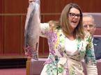 Sarah Hanson-Young, Avstralija, parlament, avstralska senatorka, smrdljiv losos