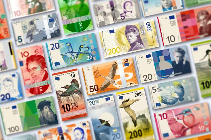 Novi evrski bankovci | Poleg nove podobe želi ECB izboljšati tudi zaščito pred ponarejanjem, povečati dostopnost bankovcev za slepe in slabovidne ter zmanjšati okoljski vpliv njihove proizvodnje in uporabe. | Foto Evropska centralna banka
