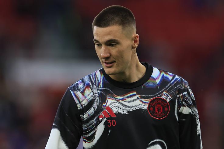Benjamin Šeško pred tekmo Manchester United - Leeds. Bil je v prvi enajsterici. | Foto: Guliverimage