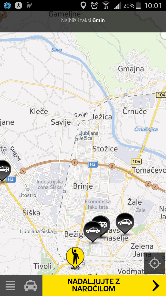 S prvim dnevom septembra so se na zemljevid Ljubljane v aplikaciji Hopin ponovno vrnili črni krogci, ki predstavljajo proste voznike. | Foto: Srdjan Cvjetović