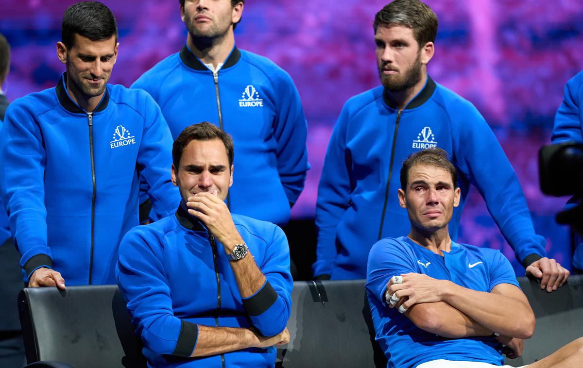 Roger Federer Rafael Nadal | Roger Federer in Rafael Nadal ob slovesu Švicarja. | Foto Reuters