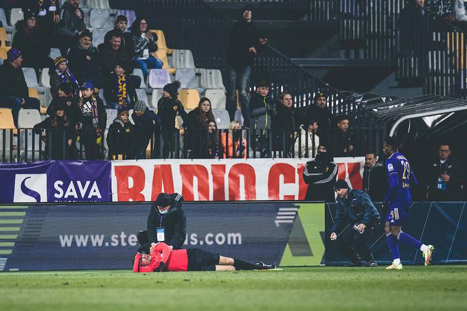 Tomaž Černe je v 82. minuti obležal na tleh. | Foto: Grega Valančič/Sportida