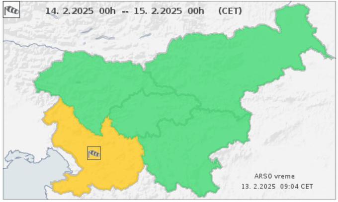 burja opozorilo 13.2.2025 | Foto: Arso