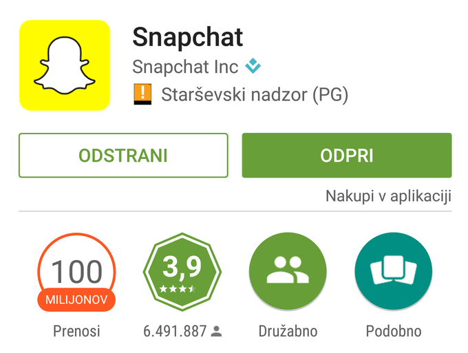 Na svoj pametni telefon ali tablico namestite aplikacijo Snapchat.  | Foto: 