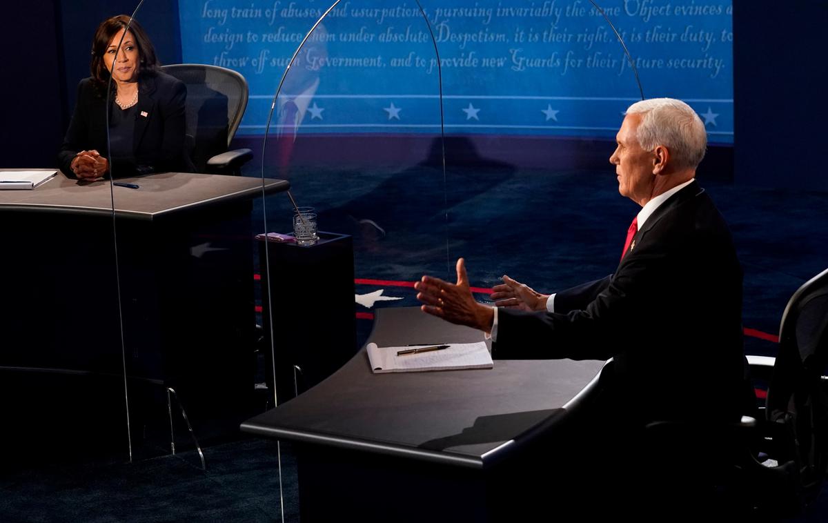 Kamala Harris in Mike Pence | V ZDA je ponoči potekalo soočenje podpredsedniških kandidatov Kamale Harris in Mika Pencea. | Foto Reuters