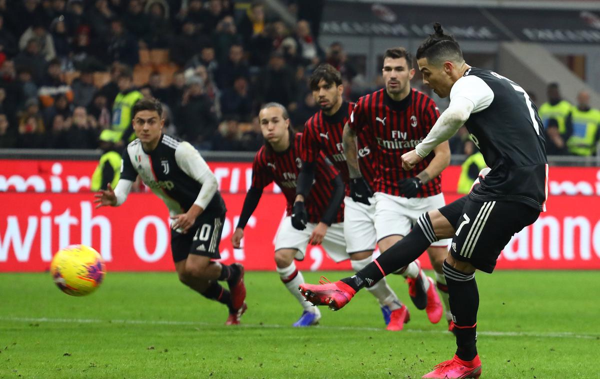 Cristiano Ronaldo | Cristiano Ronaldo se je med strelce vpisal tudi na derbiju proti Milanu in nadaljeval izjemen strelski niz. | Foto Getty Images