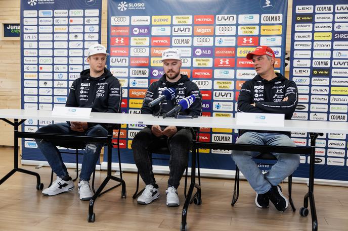 Miha Hrobat Aleš Brezavšček Nejc Naraločnik | Nejc Naraločnik, Miha Hrobat in Aleš brezavšček na torkovi novinarski konferenci v Ljubljani. | Foto Nebojša Tejić/STA