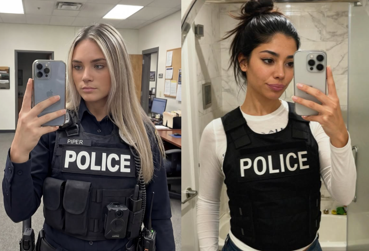 Umetnointeligenčne policistke se zelo rade fotografirajo v ogledalih, pri čemer napisi na njihovih uniformah čarobno niso zrcaljeni.  | Foto: Instagram