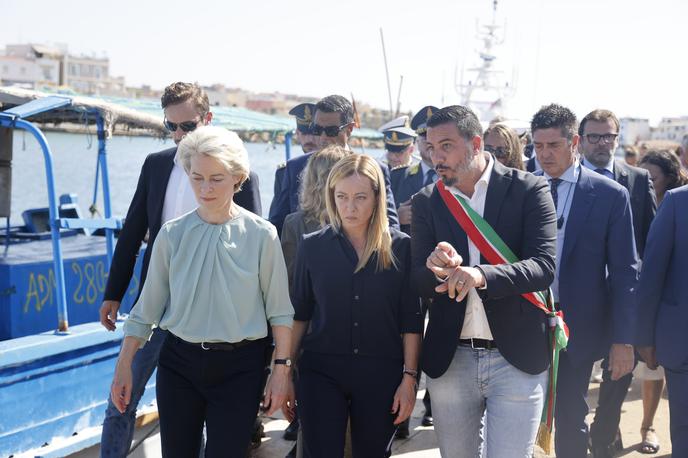 Ursula von der Leyen | Ursula von der Leyen je na povabilo italijanske premierke Giorgie Meloni obiskala otok Lampedusa. | Foto Ursula von der Leyen / X