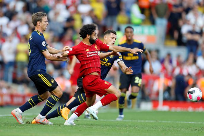 Liverpool - Arsenal | Liverpool je na derbiju 3. kroga angleškega prvenstva s 3:1 porazil Arsenal, dva gola je prispeval Mohamed Salah. | Foto Reuters