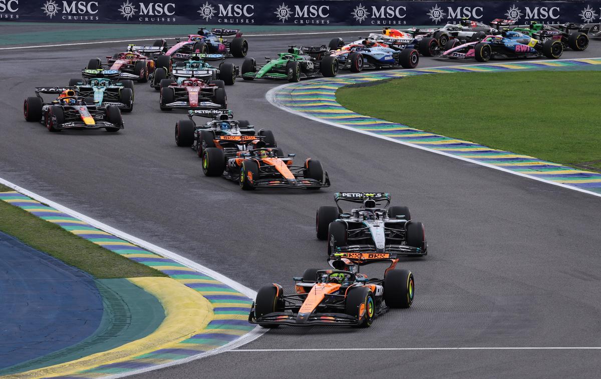 Interlagos Lando Norris Andrea Kimi Antonelli | Lando Norris je na štartu zadržal prvo mesto pred novincem Kimijem Antonellijem. | Foto Reuters