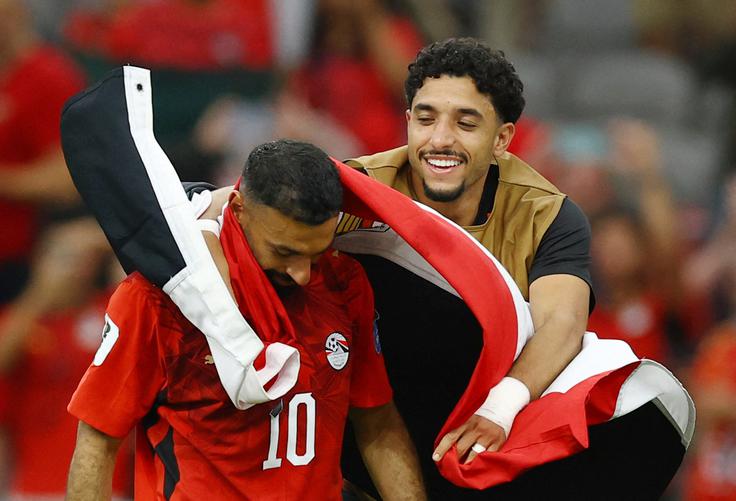 Mohamed Salah se je s soigralci razveselil zmage nad Novo Zelandijo. | Foto: Reuters