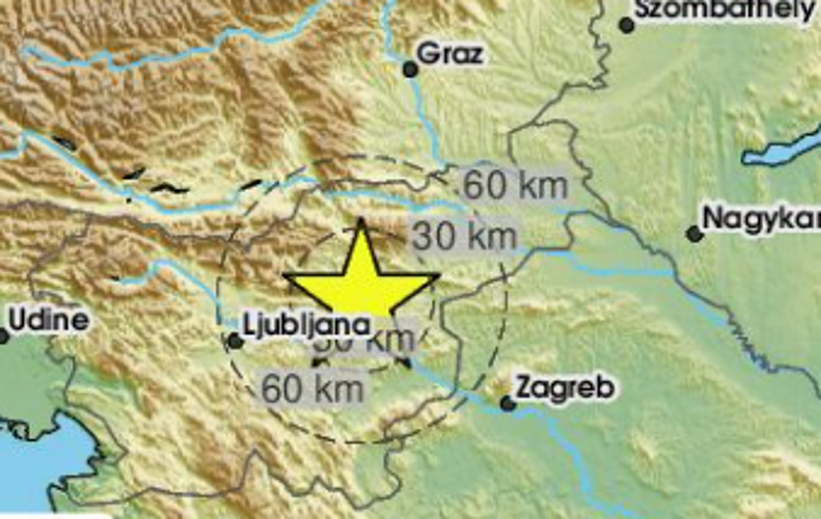 Potres | Po prvih podatkih je bilo žarišče potresa 45 kilometrov vzhodno od Ljubljane, v bližini Hrastnika. | Foto EMSC/X