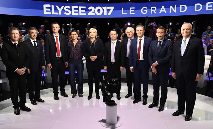 ​V soočenju je imel vsak kandidat na voljo 15 minut, vprašanja pa so bila omejena na tri teme - kako ustvarjati službe, kako zaščititi Francijo in kandidatova vizija francoskega socialnega modela. | Foto: Reuters